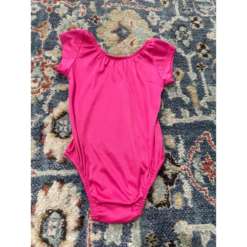 Bailey's Blossoms Leotard Girls 18-24M Hot Pink Cap Sleeve Activewear EUC